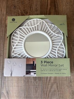 Willow Spring 3 Piece 10” Wall Mirror Set Daisy White
